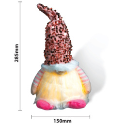 Xmas Haus Pink Sequin Hat Light Up Gonk Christmas Decoration 20cm - Size: 13 x 13 x 20cm - Wilko - thumbnail 5