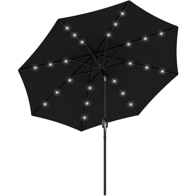 Outsunny Black 24 LED Crank and Tilt Umbrella Parasol 2.7m - Size: 145.5 x 15 x 15cm - Wilko - image 1