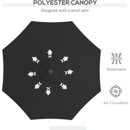 Outsunny Black 24 LED Crank and Tilt Umbrella Parasol 2.7m - Size: 145.5 x 15 x 15cm - Wilko - thumbnail 7