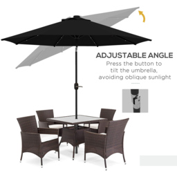 Outsunny Black 24 LED Crank and Tilt Umbrella Parasol 2.7m - Size: 145.5 x 15 x 15cm - Wilko - thumbnail 6