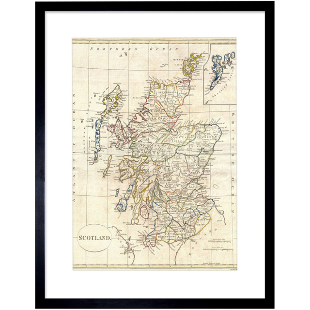 Wee Blue Coo Vintage 1799 Clement Cruttwell Scotland Map Framed Art Print 30 x 41cm - Size: 43.3 x 33.3 x 1.5cm - Cream - Wilko - image 1