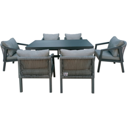 Furniture One 6 Seater Grey Aluminium Garden Dining Set - Wilko - thumbnail 4