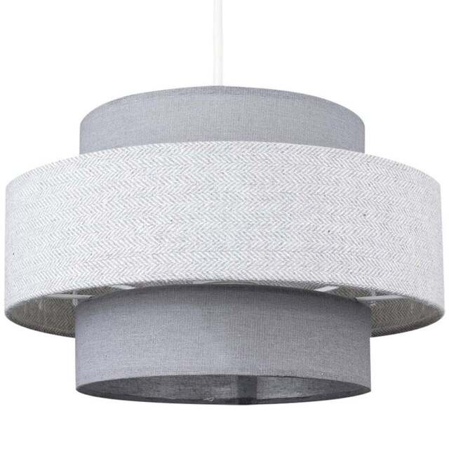 ValueLights Weaver Dark Grey and Grey Herringbone Ceiling Lamp Shade - Size: 30 x 17.5 x 30cm - Wilko - image 1