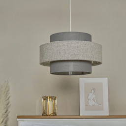 ValueLights Weaver Dark Grey and Grey Herringbone Ceiling Lamp Shade - Size: 30 x 17.5 x 30cm - Wilko - thumbnail 3