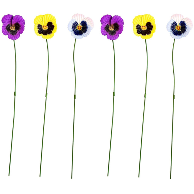 Garden Gear Mixed Metal Pansy Stake 60cm 6 Pack - Size: 60 x 9 x 9cm - Purple - Wilko - image 1