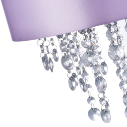 Happy Homewares Lilac Satin Fabric Transparent Acrylic Droplets Pendant Shade - Size: 17 x 30 x 30cm - Purple - Wilko - thumbnail 5