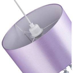 Happy Homewares Lilac Satin Fabric Transparent Acrylic Droplets Pendant Shade - Size: 17 x 30 x 30cm - Purple - Wilko - thumbnail 6