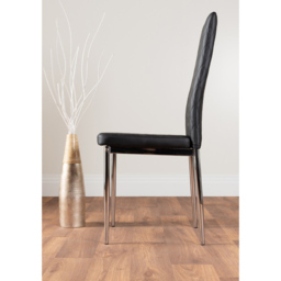 Furniturebox Valera Set of 6 Black and Chrome Faux Leather Dining Chair - Wilko - thumbnail 4