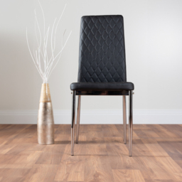 Furniturebox Valera Set of 6 Black and Chrome Faux Leather Dining Chair - Wilko - thumbnail 6