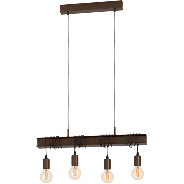 EGLO Townshed 4 Antique Brown Pendant Set - Size: 70 x 14 x 110cm - Wilko