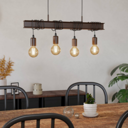 EGLO Townshed 4 Antique Brown Pendant Set - Size: 70 x 14 x 110cm - Wilko - thumbnail 3