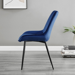 Furniturebox Copeland Cesano Marble Effect 4 Seater Dining Set White Navy and Black - Blue - Wilko - thumbnail 5
