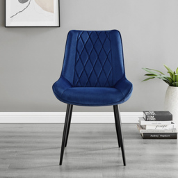 Furniturebox Copeland Cesano Marble Effect 4 Seater Dining Set White Navy and Black - Blue - Wilko - thumbnail 4