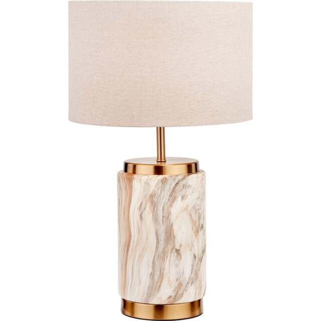 Pacific Lifestyle Carrara Natural Stone Effect Ceramic Table Lamp - Brown - Wilko - image 1
