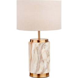 Pacific Lifestyle Carrara Natural Stone Effect Ceramic Table Lamp - Brown - Wilko - thumbnail 1