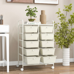 Costway 10 Drawer White Storage Rolling Cart - Size: 65.5 x 37 x 87cm - Wilko - thumbnail 4