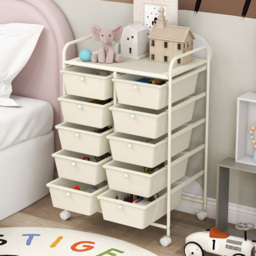 Costway 10 Drawer White Storage Rolling Cart - Size: 65.5 x 37 x 87cm - Wilko - thumbnail 6