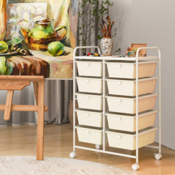 Costway 10 Drawer White Storage Rolling Cart - Size: 65.5 x 37 x 87cm - Wilko - thumbnail 3