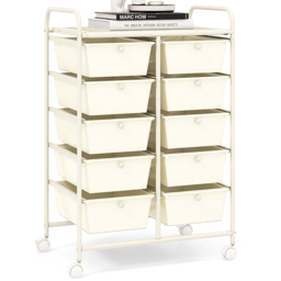 Costway 10 Drawer White Storage Rolling Cart - Size: 65.5 x 37 x 87cm - Wilko - thumbnail 1