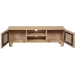 IH Design Ajmer 2 Door 2 Shelf Solid Wood TV Unit - Size: 45 x 145 x 40cm - Brown - Wilko - thumbnail 5