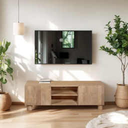 IH Design Ajmer 2 Door 2 Shelf Solid Wood TV Unit - Size: 45 x 145 x 40cm - Brown - Wilko - thumbnail 6