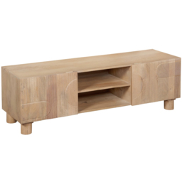 IH Design Ajmer 2 Door 2 Shelf Solid Wood TV Unit - Size: 45 x 145 x 40cm - Brown - Wilko - thumbnail 4