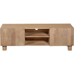 IH Design Ajmer 2 Door 2 Shelf Solid Wood TV Unit - Size: 45 x 145 x 40cm - Brown - Wilko - thumbnail 3