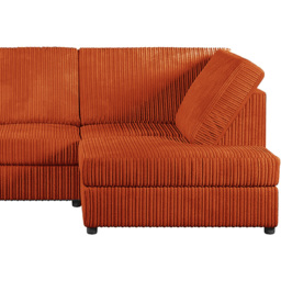 Luxor 4 Seater Orange Jumbo Cord Full Back Right Hand L Shape Corner Sofa - Wilko - thumbnail 5
