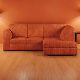 Luxor 4 Seater Orange Jumbo Cord Full Back Right Hand L Shape Corner Sofa - Wilko - thumbnail 1