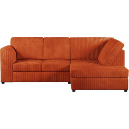 Luxor 4 Seater Orange Jumbo Cord Full Back Right Hand L Shape Corner Sofa - Wilko - thumbnail 3