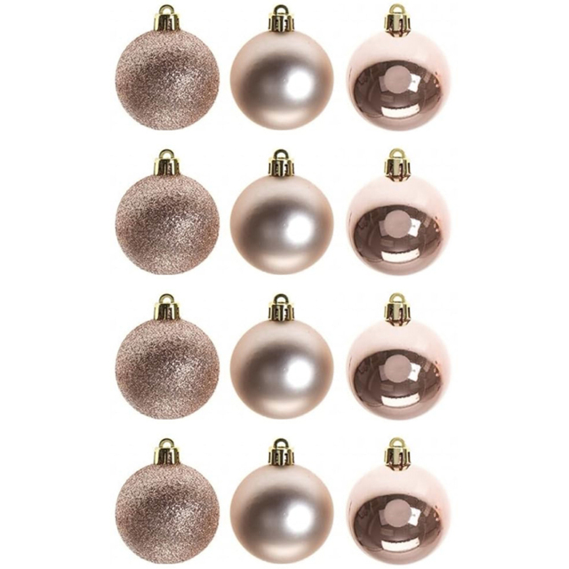 Shatchi 5cm Rose Gold Shatterproof Christmas Bauble 12 Pack - Wilko - image 1