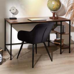 tectake Canton 2 Compartment Dark Wood Desk - Size: 75.5 x 60 x 120cm - Brown - Wilko - thumbnail 1