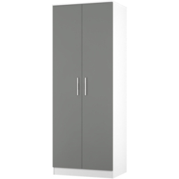 Crowndale Contrast 2 Door Dusk Grey and White Tall Wardrobe Ready Assembled - Dusk Grey & White - Wilko - thumbnail 4