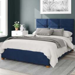 Aspire Caine Small Double Navy Plush Velvet Ottoman Bed - Blue - Aspire Beds - Wilko