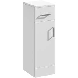 nuie Mayford Single Door Single Drawer Gloss White Slim Floor Standing Cupboard - Size: 766 x 250 x 300mm - Wilko - thumbnail 3