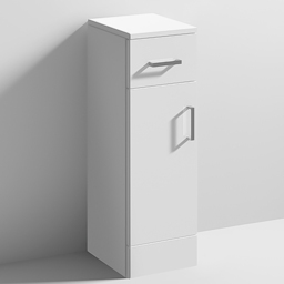 nuie Mayford Single Door Single Drawer Gloss White Slim Floor Standing Cupboard - Size: 766 x 250 x 300mm - Wilko