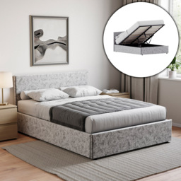 Vida Designs Veronica King Size Silver Velvet Ottoman Bed with Gel Memory Foam Mattress - Wilko - thumbnail 6