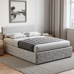 Vida Designs Veronica King Size Silver Velvet Ottoman Bed with Gel Memory Foam Mattress - Wilko - thumbnail 1