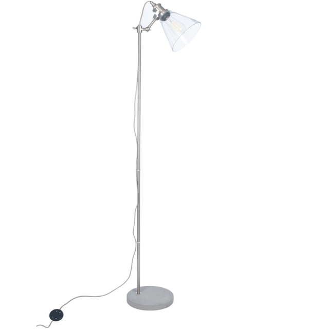 Pacific Lifestyle Chaplin Glass Shade Concrete and Brushed Chrome Floor Lamp - Size: 157 x 28 x 25cm - Grey - Wilko - image 1