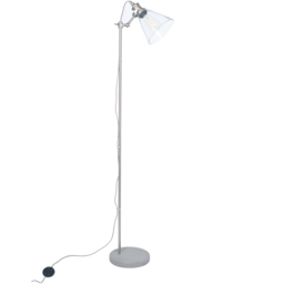 Pacific Lifestyle Chaplin Glass Shade Concrete and Brushed Chrome Floor Lamp - Size: 157 x 28 x 25cm - Grey - Wilko