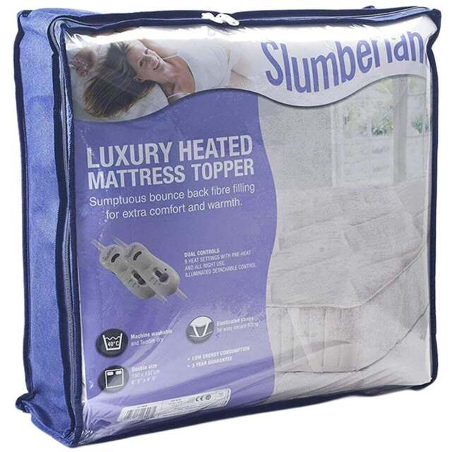 Slumberland Double Size Electric Heat Dual Control Mattress Topper - Size: 0.1 x 137 x 190cm - White - Wilko - image 1