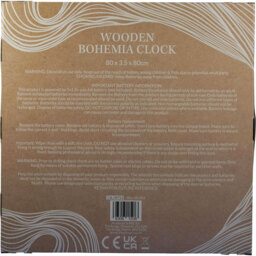 Natural Wooden Bohemia Round Wall Clock 80cm - Wilko - thumbnail 3