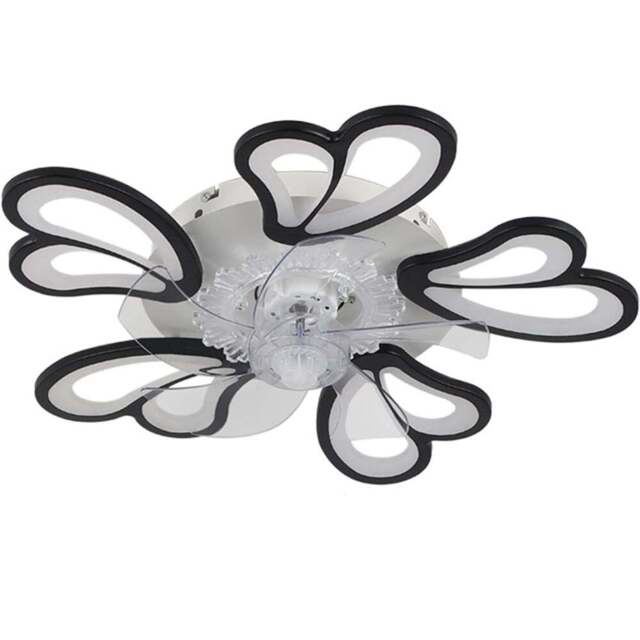 Living and Home Black Double Petal Ceiling Fan Light with Remote Control and Bluetooth 25 inch - Size: 20 x 63 x 63cm - Wilko - image 1