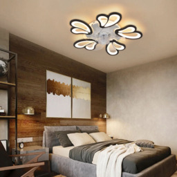 Living and Home Black Double Petal Ceiling Fan Light with Remote Control and Bluetooth 25 inch - Size: 20 x 63 x 63cm - Wilko - thumbnail 3