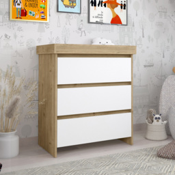 Shefa 880 3 Drawer Cremona Oak and White Kids Changing Unit - Size: 92 x 80 x 50cm - Cremona Oak-white - Wilko - thumbnail 6