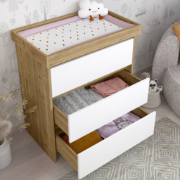 Shefa 880 3 Drawer Cremona Oak and White Kids Changing Unit - Size: 92 x 80 x 50cm - Cremona Oak-white - Wilko - thumbnail 5