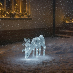 Xmas Haus Silver 60 White LED Head Down Deer Christmas Decoration 2ft - Size: 600 x 530 x 150cm - Wilko - thumbnail 3