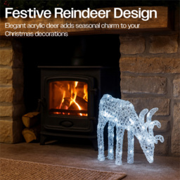 Xmas Haus Silver 60 White LED Head Down Deer Christmas Decoration 2ft - Size: 600 x 530 x 150cm - Wilko - thumbnail 4