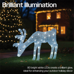 Xmas Haus Silver 60 White LED Head Down Deer Christmas Decoration 2ft - Size: 600 x 530 x 150cm - Wilko - thumbnail 6