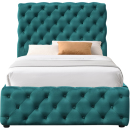 Comfy Living Single Green Tufted Fabric Gaslift Bed Frame - Wilko - thumbnail 3